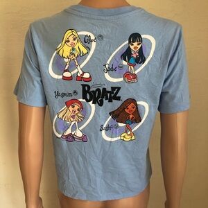 BRATZ Women’s Juniors Size M Blue Cropped Graphic T-Shirt Short Sleeves Top Tee